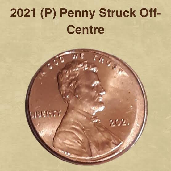 2021 Lincoln penny off-center strike error showing blank crescent and shifted design